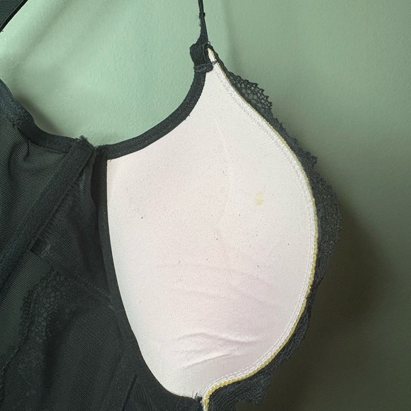 La Senza size small Elegant Black Lace corset style Bustier eye hook up front - Picture 3 of 7